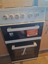 White Beko edp503w 50cm Double Oven Electric Cooker.