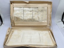 ANTIQUE STYLE BOXED DAMASK NAPKINS SET WHITE FLORAL PATTERNED TABLE LINEN