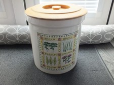 Vintage Cloverleaf Antique Herbs Ceramic Bread Bin With Lid