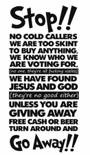 No Cold Callers Door Stickers