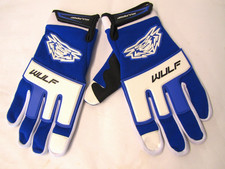 Motocross motorbike trial gloves adult size Large Wulfsport blue MX MTB