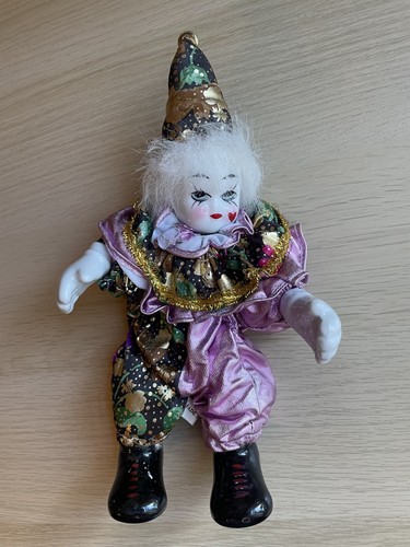 Porcelain jester clown doll - porcelain,