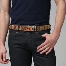 Mens Genuine Leather Snake Skin Embossed Exact Fit Automatic Buckle Ratchet Belt
