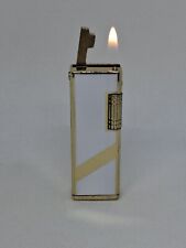 Stunning Vintage Gold / White Ronson Side Roller Cigarette Lighter Gas Working 