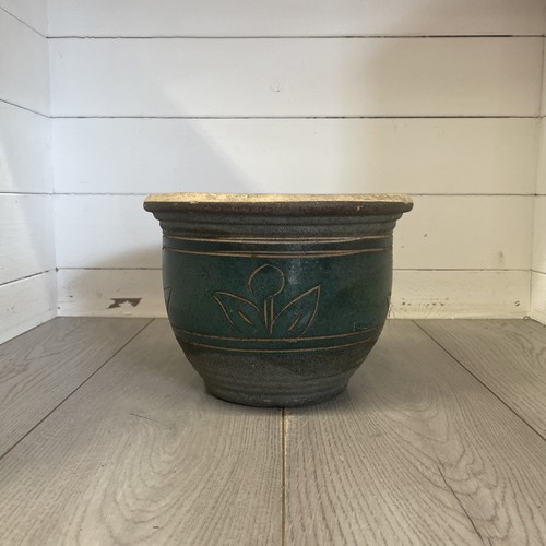 Vintage glazed terracotta - , pot