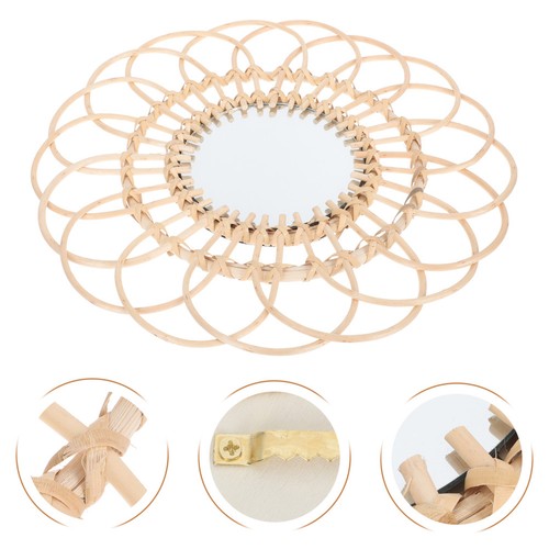 Khaki rattan wicker mirror - rattan,