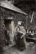 Welsh Costume/Dress/Spinning Wheel. Large albumen photograph..1880's
