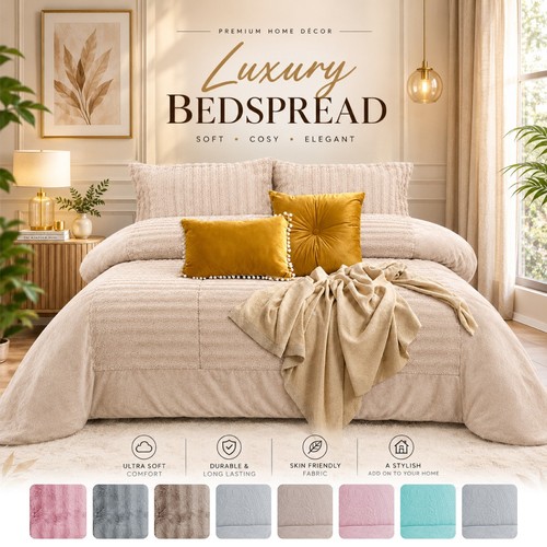 Velvet quilted bedspread bed - quilted,