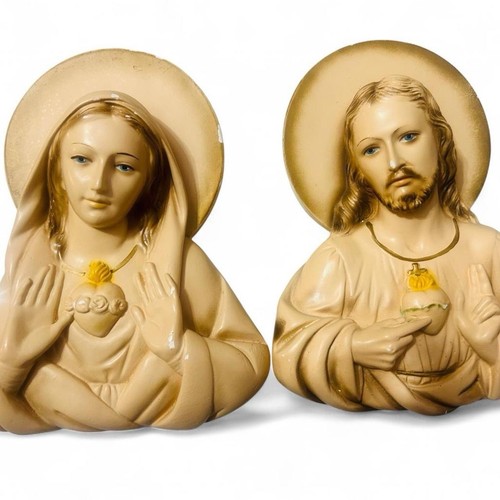Vintage chalkware sacred heart - vintage,
