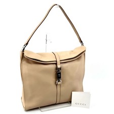 Gucci  Jackie Shoulder Bag Leather Beige Authentic 376T0342