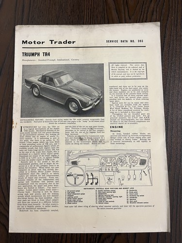 1962 triumph tr4 - 1962, motor