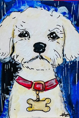 Aceo whimsical cute white - aceo,