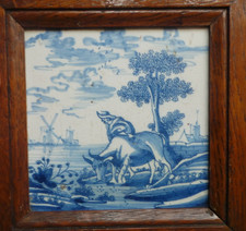Antique Delft Tile wood frame