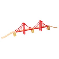 Bigjigs Rail Double Suspension Bridge, Wooden Train Set Accessories