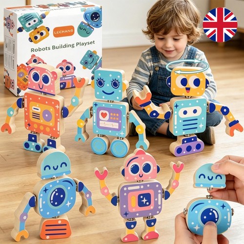 28pcs robot wooden building - 28pcs,