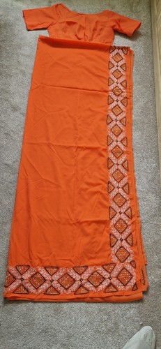 Orange nylon saree - with, hand