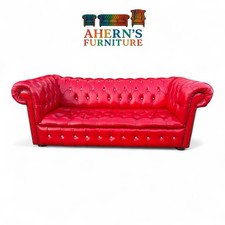 Vintage Red Leather Chesterfield sofa 3 Seater (2) FREE DELIVERY