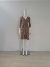 ISSA London Leopard Print Dress UK 10 EU 38 Jersey Ruched Body-Con Fitted Tan