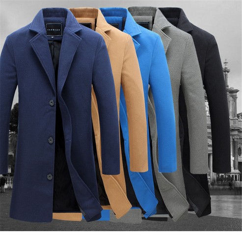 Men woolen long jacket - woolen,