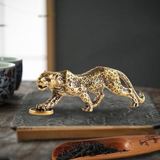Brass Cheetah Figurine Landscape Crafts Statue for Household