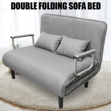 Double Fabric Sofa Bed Sleeper Couch Sofabed Settee Recliner Beds Folding UK