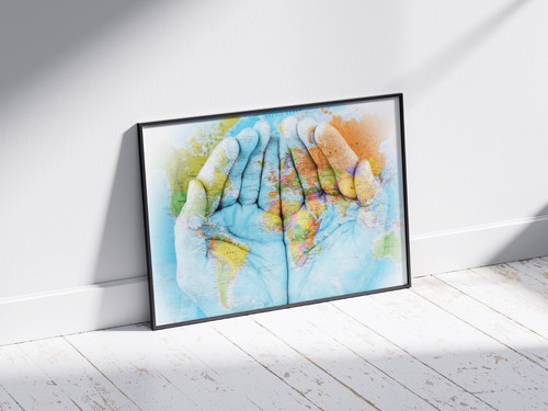 Map the world hands - world,