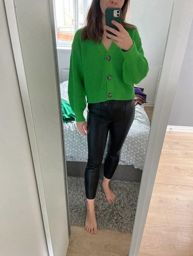 Black faux leather - black, slim