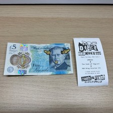 RARE DFace Gold Screen Print King Charles £5 Note Cash Is King Plus Receipt