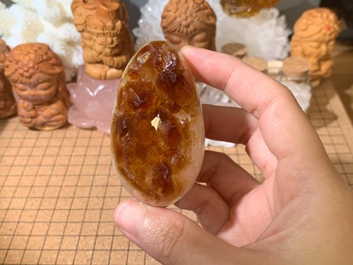 Small natural citrine geode - citrine,