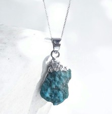Real Raw Turquoise Pendant 925