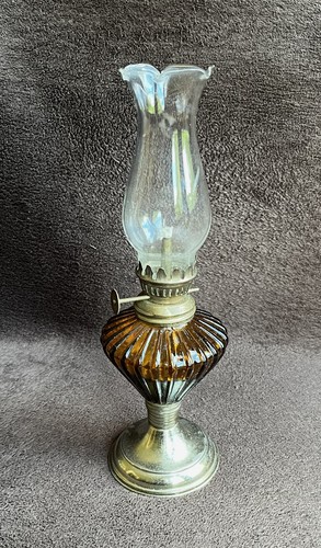 Vintage amber ribbed glass - amber,