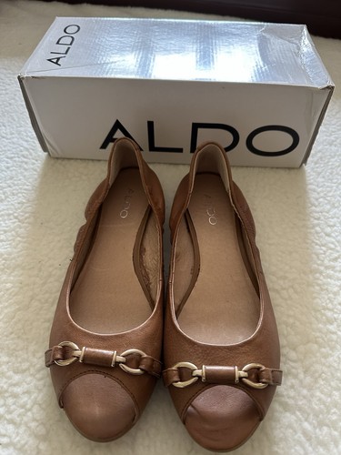 Aldo tan flat leather - leather, open