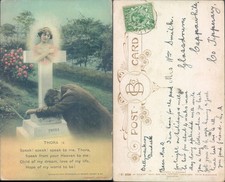 Mourning at a grave with an angelic figure Bamforth Co Art Emotional Scene