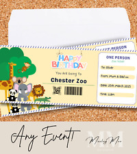 Personalised Surprise Zoo Safari Park Ticket Birthday Present Gift Voucher