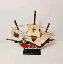 fOur71 - Vintage Hand Made Miniature Wooden Sailing Ship/Sailboat Model ~ 21 cm