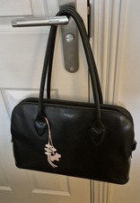 Radley London Ladies Leather Work Bag Black Large with Pink Dog Charm VGC