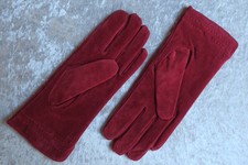 Red Real Suede Leather Gloves
