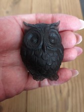 Homemade Resin Small Owl Figurine Ornament Statue Decoration In Black Gift Idea
