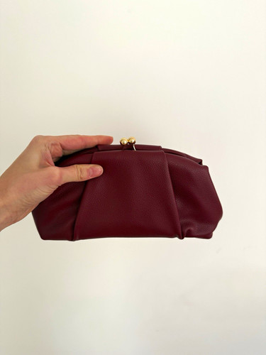 Burgundy faux leather clutch - burgundy,
