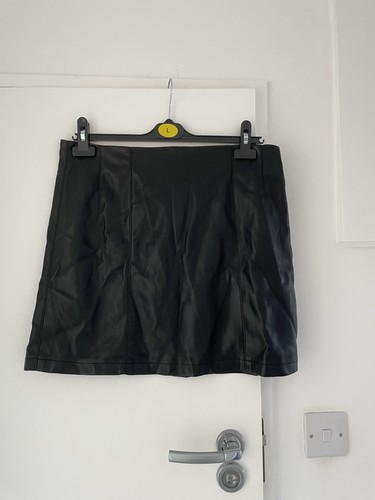 Black faux leather mini skirt - faux,