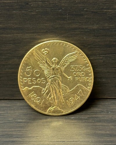 Gold plated mexican coin - gold,