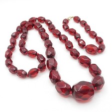 Vintage Bakelite Necklace And Bracelet with 14k gold clasp