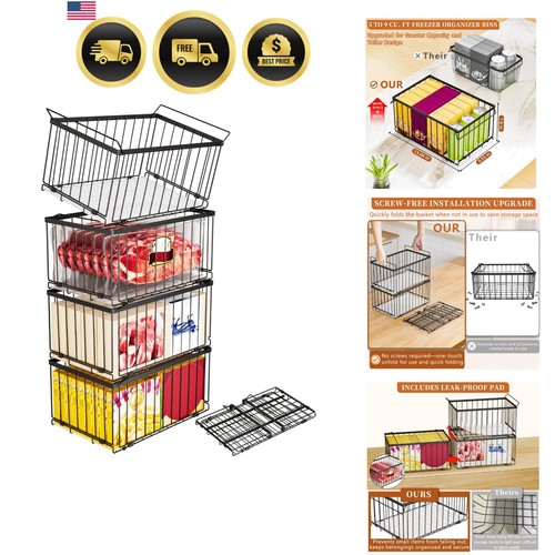 Freezer organizer bins large - freezer,
