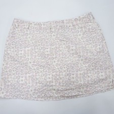 Slazenger Skirt Skort Women's 14 White Geometric Classic Fit 5-Pockets Zip Fly