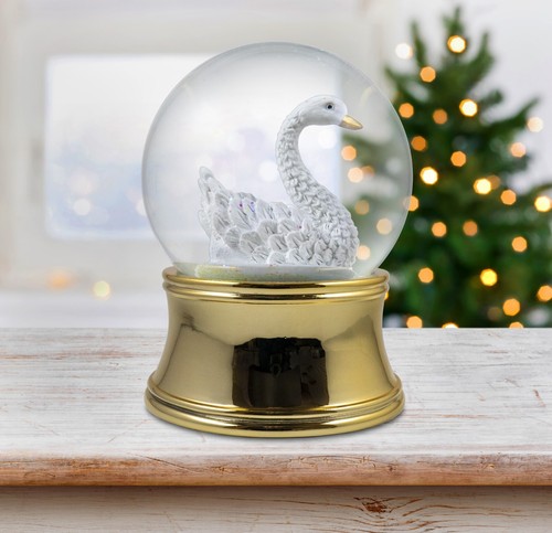 100mm gold swan water globe - globe, by