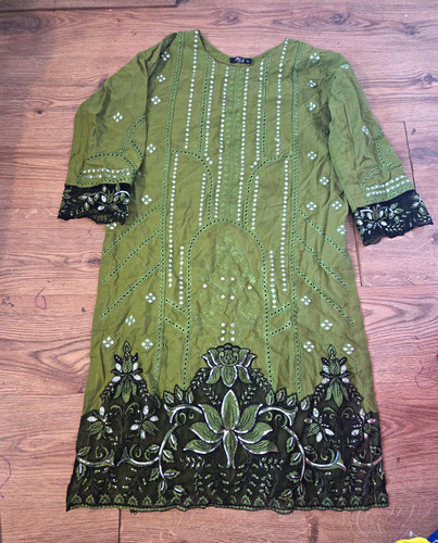 Aleef green cotton kurta kurti - green,