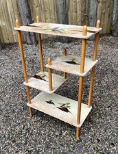 Mid Century Modern Wooden Oriental Lightweight Shelving Plant Stand Wall Feature