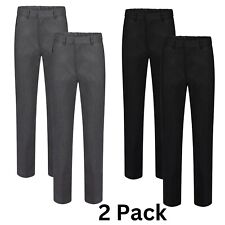Boys Skinny School Trousers Black & Grey School Uniform 2 Pack
