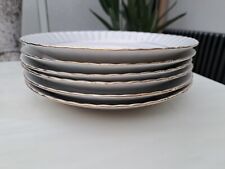 CHODZIEZ IWONA POLAND WHITE & GILT SET OF 6 x DINNER PLATES 24cm DIAMETER