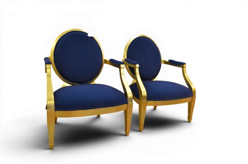 Gold chairs pair louis - x2,